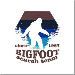 Bigfoot Search Team and Sasquatch T Shirts Posters and Art